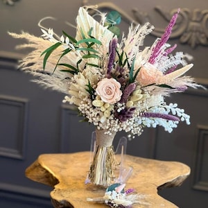 Preserved Rose Dried Arrangement Bridal Bouquet: Natural Bridal Flowers
