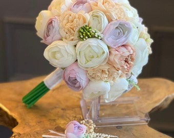 Peony Wedding Bouquet, Bridal Bouquet, Bride Flower, Wedding Flowers, Bridesmaid Bouquets, Artificial flowers