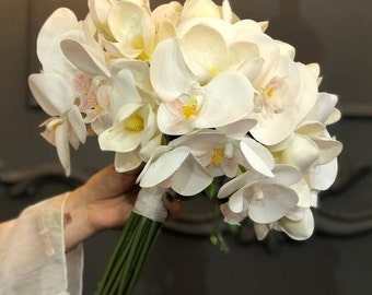 Orchid and Magnolia Wedding Bouquet, Orchid Bouquet, Bride Bouquet, Bride Flower, Bridesmaid Bouquets, Artificial flowers