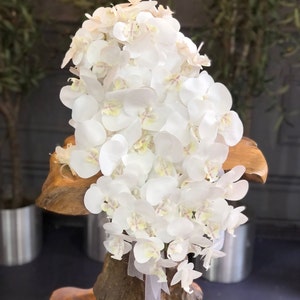 Orchid Cascading Wedding Bouquet: Artificial Bride/Bridesmaid Flowers