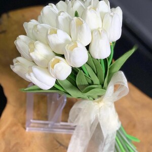 Tulips Wedding Bouquet, Bridal Bouquet, Bride Bouquet, Wedding Flowers, Bridesmaid Bouquets, Artificial flowers image 3