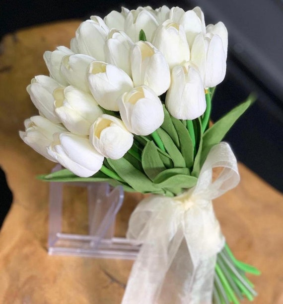 Ramo de boda de tulipanes blancos ramo de novia ramo de - Etsy España