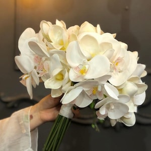 Orchid and Magnolia Wedding Bouquet, Orchid Bouquet, Bride Bouquet, Bride Flower, Bridesmaid Bouquets, Artificial flowers