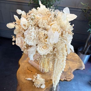 Preserved Rose Arrangement Dried Wedding Flowers: Natural Bridal Flowers