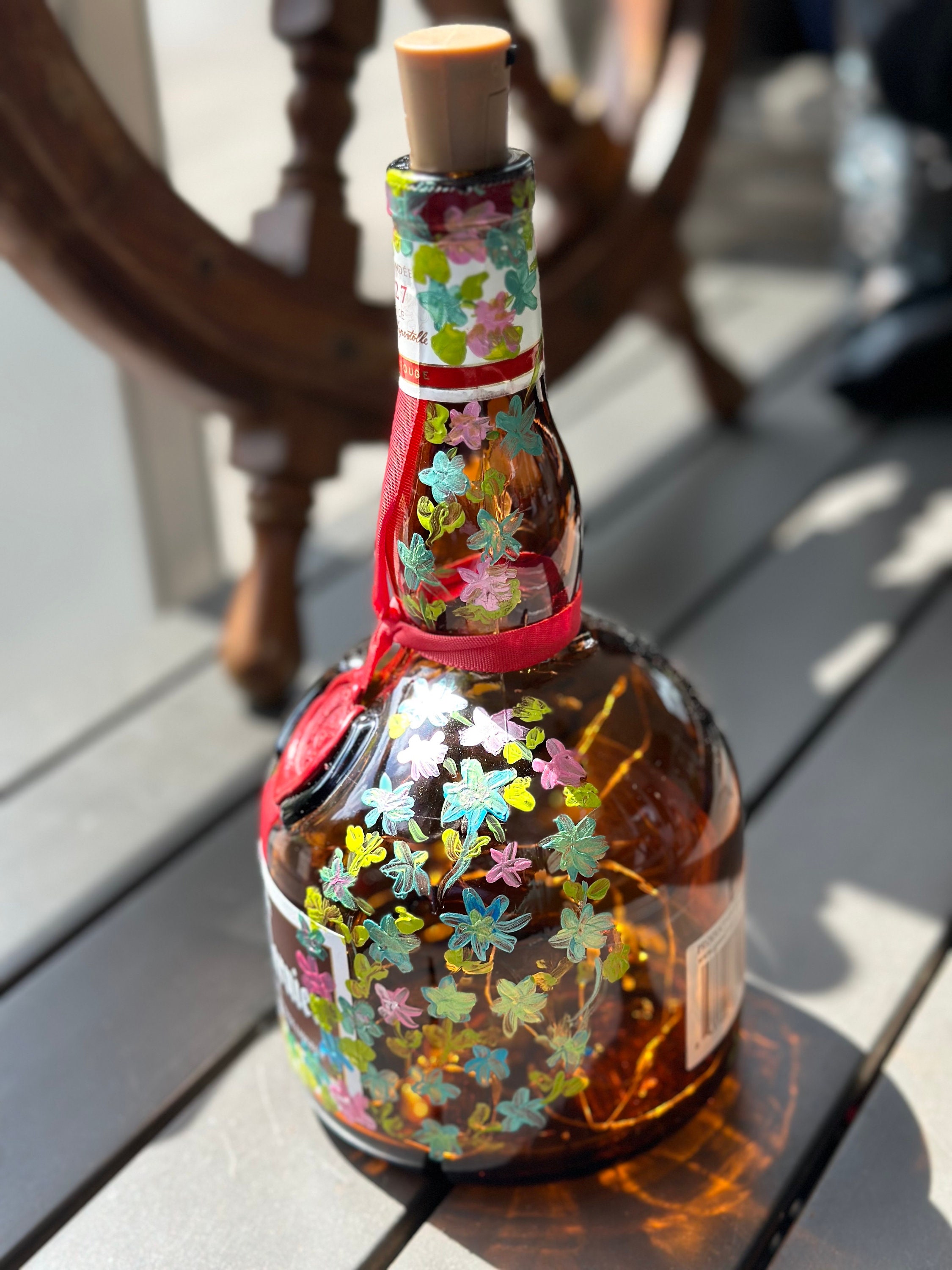 Hand Painted Grand Marnier Bottle - Flower Strands - Etsy