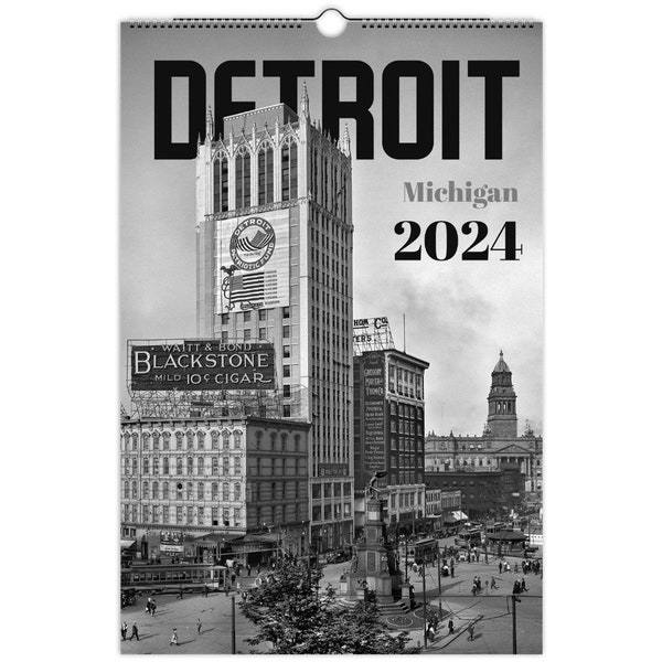 Wall calendar Vintage old photography Detroit Michigan 2024