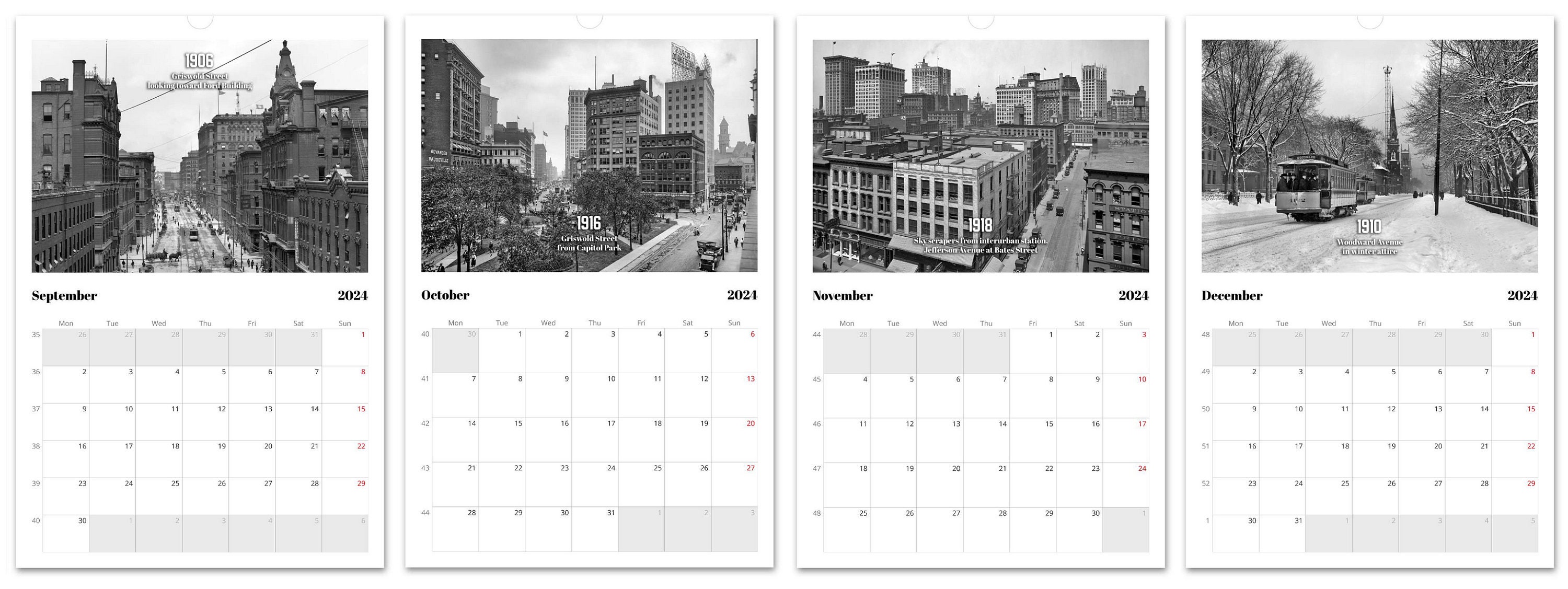 Detroit 2024 Wall Calendar Etsy