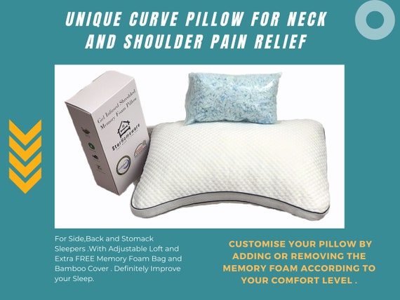 Starhomeware Curved Gusset Design Infused Gel Adjustable Loft Memory Foam Pillow Neck and Back Pain Relief Pillow With Washable Cover Etsy