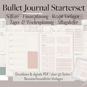 Digitale Bullet Journal Vorlage zum ausdrucken deutsch | Digitales Bullet Journal Printable Starterpaket | Digital Planner Ipad Bujo Vorlage