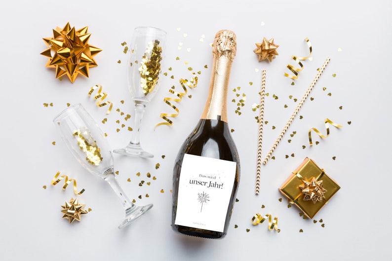 New Year's gift champagne label to print out yourself with the beautiful sentence This will be our year Guest gift for the New Year's Eve party image 9