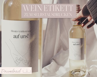 Weinabend Geschenkt für Freunde | Weinetikett zum Ausdrucken | Flaschenetikett Download zum ausdrucken