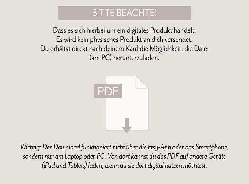 Hinweisbild: Beim Kauf erhält man eine digitale Datei. Es wird kein physisches Produkt versendet.