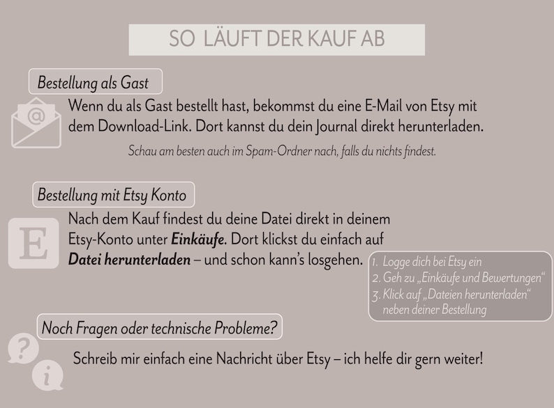 So funktioniert der Kauf: Als Gast erhältst du eine Mail mit dem PDF. Mit einem Etsy-Kundenkonto findest du dein digitales Weinetikett unter „Einkäufe“ zum Download.