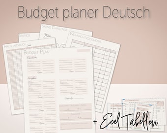 Financial planner German | Budget book printable | Household budget German Excel | Financial tracker template | budget challenge | good notes