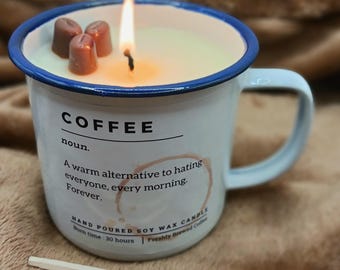 Coffee Scented Candle in Mug • Personalised Coffee Lover Gift Birthday friend family him her