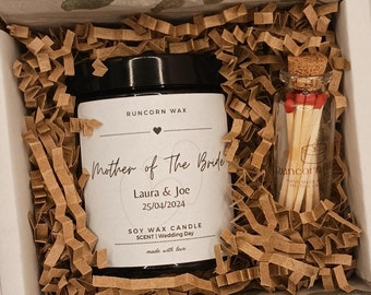 Mother of the Bride Personalised Candle Gift, Soy Wax Scented Candle, Gift Box with Matches, Custom Personalisation