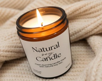 Vegan Unscented Soy Candle | Natural Clean Burning Minimalist Home Decor