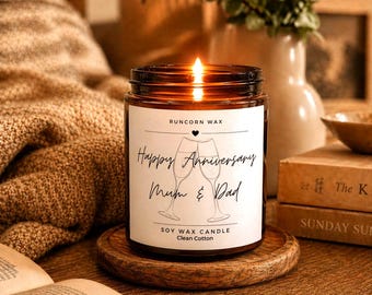 Personalised Happy Anniversary Candle • Scented Soy Wax Gift • Couple Personalized • for family friend mum dad auntie sister son daughter