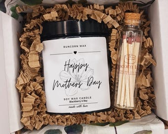 Mother's Day Soy Wax Candle Gift Set: Scented Candle & Matches
