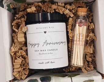 Happy Anniversary Candle Gift, Soy Wax Scented Candle, Gift for Couple, Wedding Anniversary, Custom Personalised Gift possible