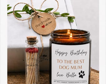 Dog Mum Birthday Candle Gift • Funny Personalised For Owner • Custom Birthday Present Dog Mum Dad Lover • Gift Paw Prints Print • Name