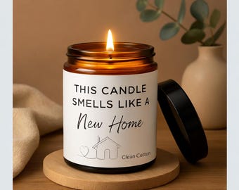 Housewarming Candle Gift Smells Like a New Home | Funny Present for friend, family, Box with Matches, Soy Wax Scented Couple them her