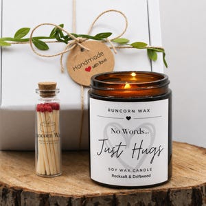 No Words Just Hugs Candle Thoughtful gift Soy Scented friend family colleague work hug / Get Well Soon Sympathy