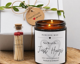 No Words Just Hugs Candle Thoughtful gift Soy Scented friend family colleague work, Get Well Soon sympathy