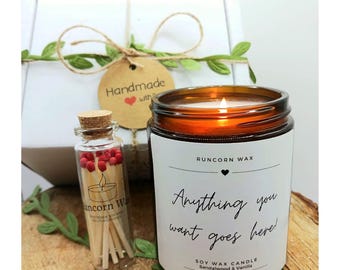 Custom Text Candle  •  Personalised Message Gift • Soy wax vegan friendly • For him her mum wife colleague • Funny text Fast delivery