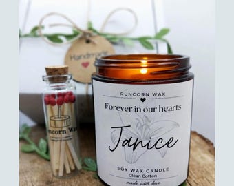 Personalised Memorial Candle, Bereavement Sympathy Gift, Remembrance Soy Wax, In Loving Memory Gift, Loss of Loved One