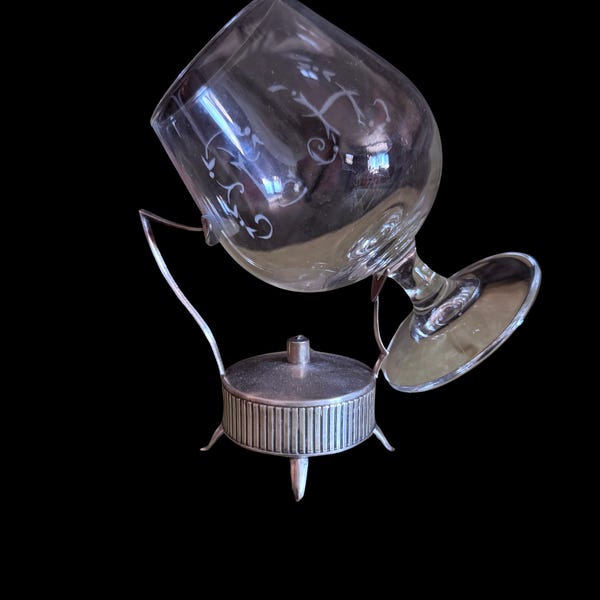 Calentador de coñac español vintage de plata de ley 915 – Calentador de brandy de mediados de siglo, década de 1950