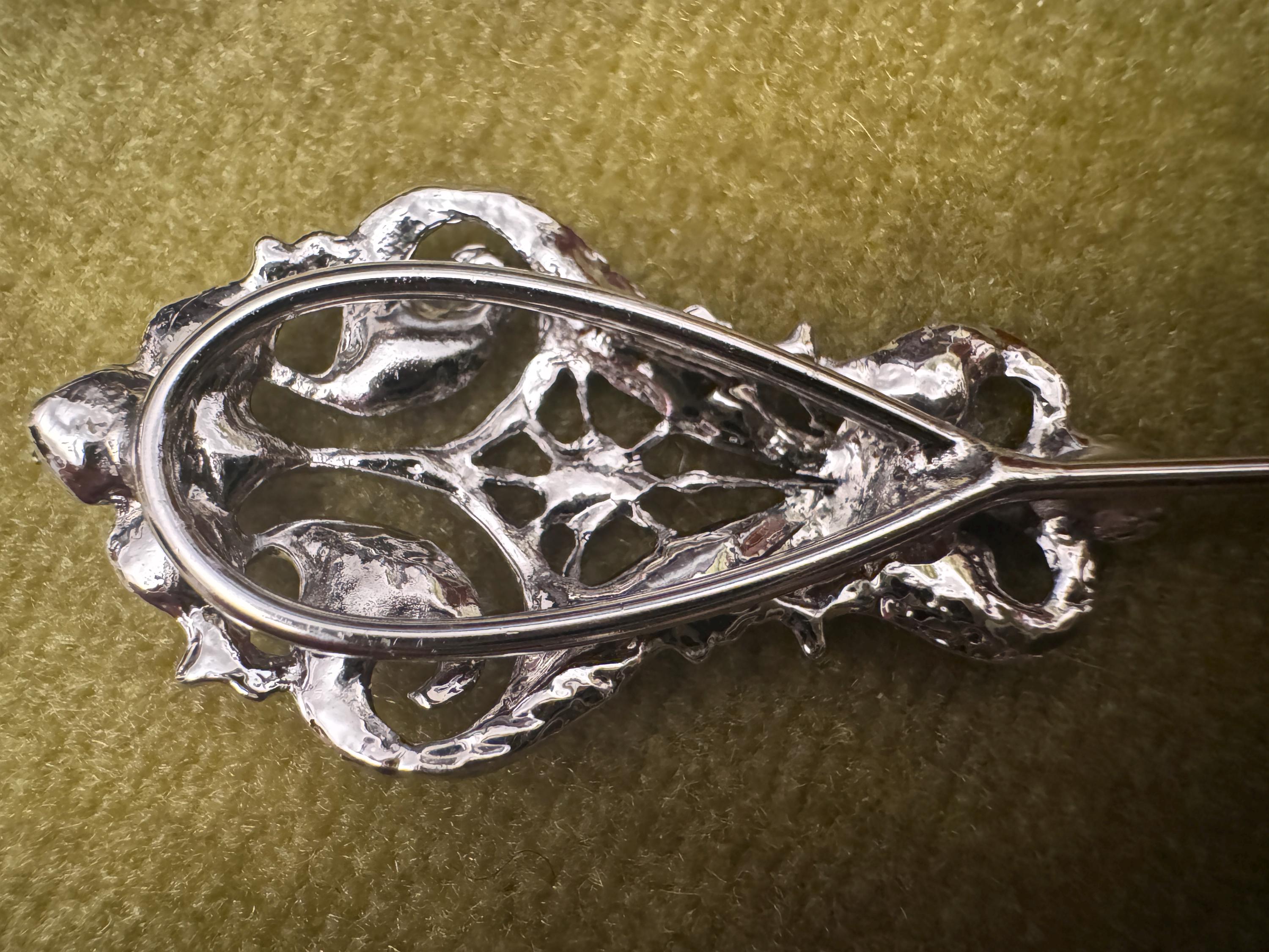 Vintage Art Deco Rhinestone And Silver Tone 7” Hat Pin I found a Art Deco hat pin from the 1920 it main image 3