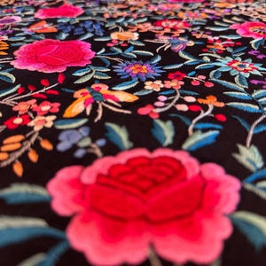 Antique Early 20th Century Manila Shawl | Hand-Embroidered Natural Silk | Double-Sided Floral & Butterfly Design |  1.5 kilograms.