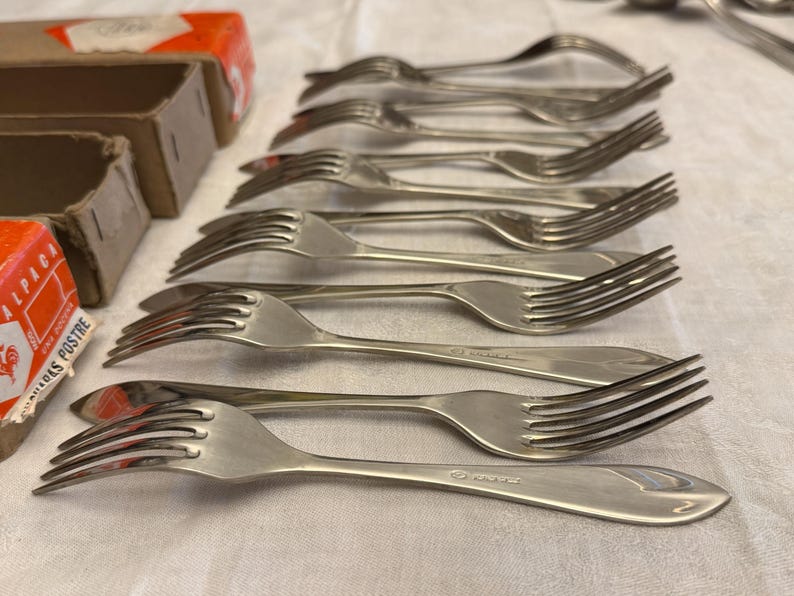 Spanish Alpaca Cutlery Set Mid Century Dessert Flatware Gallo Original ...