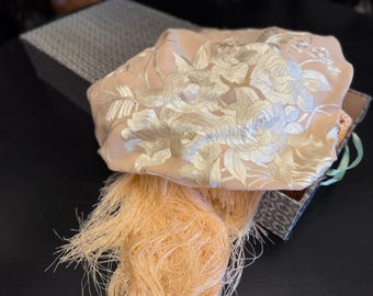Vintage Pink Silk Manton de Manila | Hand-Embroidered Flamenco Shawl with Macramé Fringe | Unused | Original Box | Wedding & Evening Wear