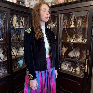 Vintage Handmade Velvet Jacket with Sequin Embellishments, Mid-20th Century