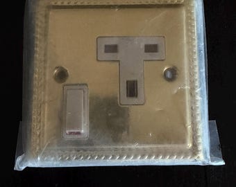 Presa con interruttore in ottone vintage, stile georgiano, nuova di zecca (NOS) Regno Unito