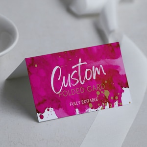 Carte de vœux rose et or, étiquettes pliées pour buffet, enseignes de collation de fête d'anniversaire, marque de place de table, modèle PW1 de toile aquarelle fuchsia