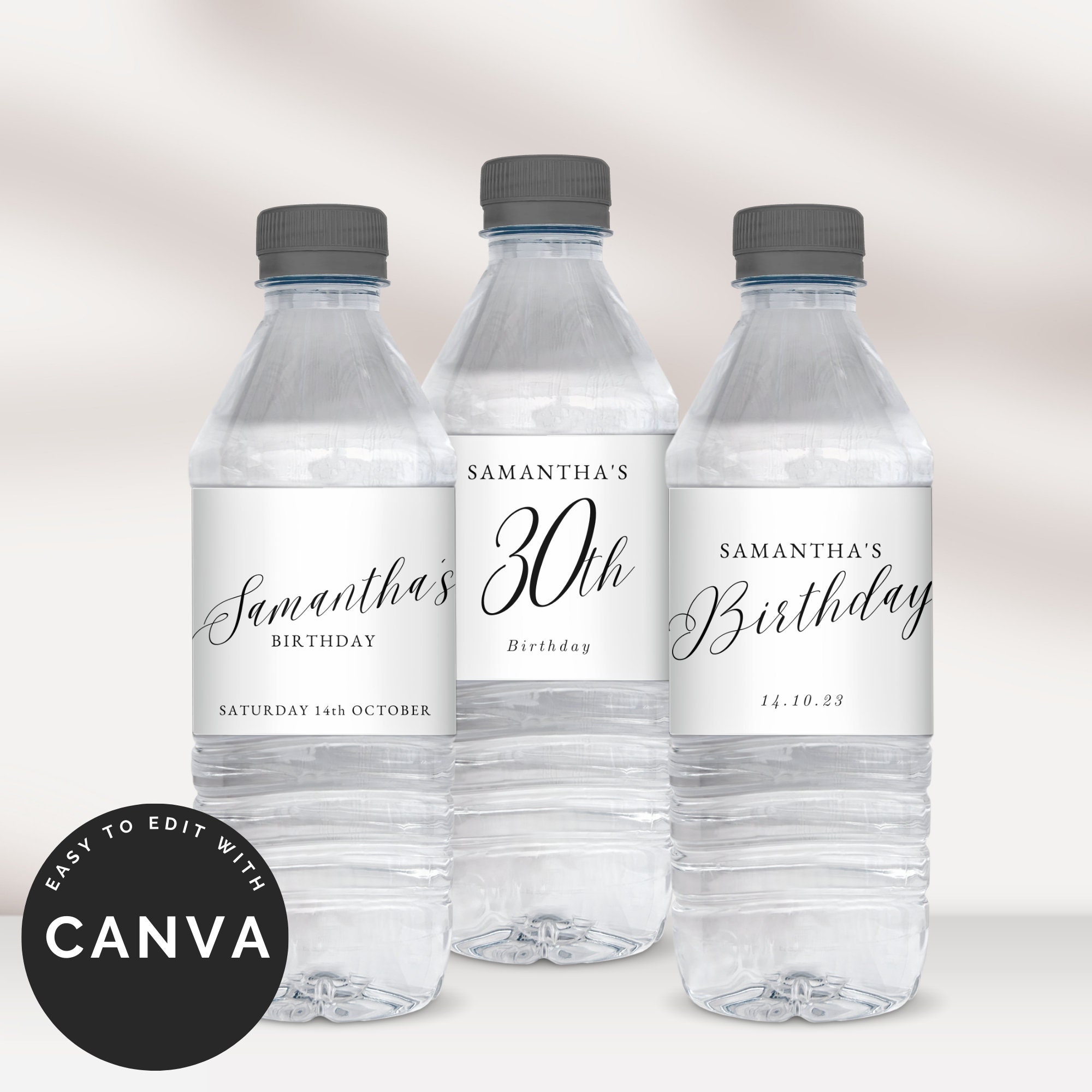 Minimal Water Bottle Label Template, Modern Party Favour, Party Drinks ...
