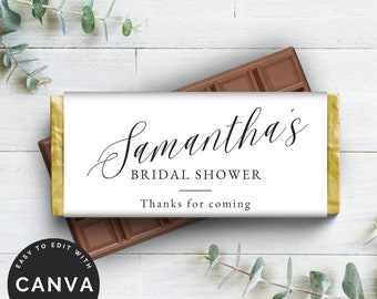 Minimal Chocolate Bar Wrapper, Bridal Shower Favour, Aldi Hershey's Candy, Editable Canva Template, Digital download, Instant Printable- MIN