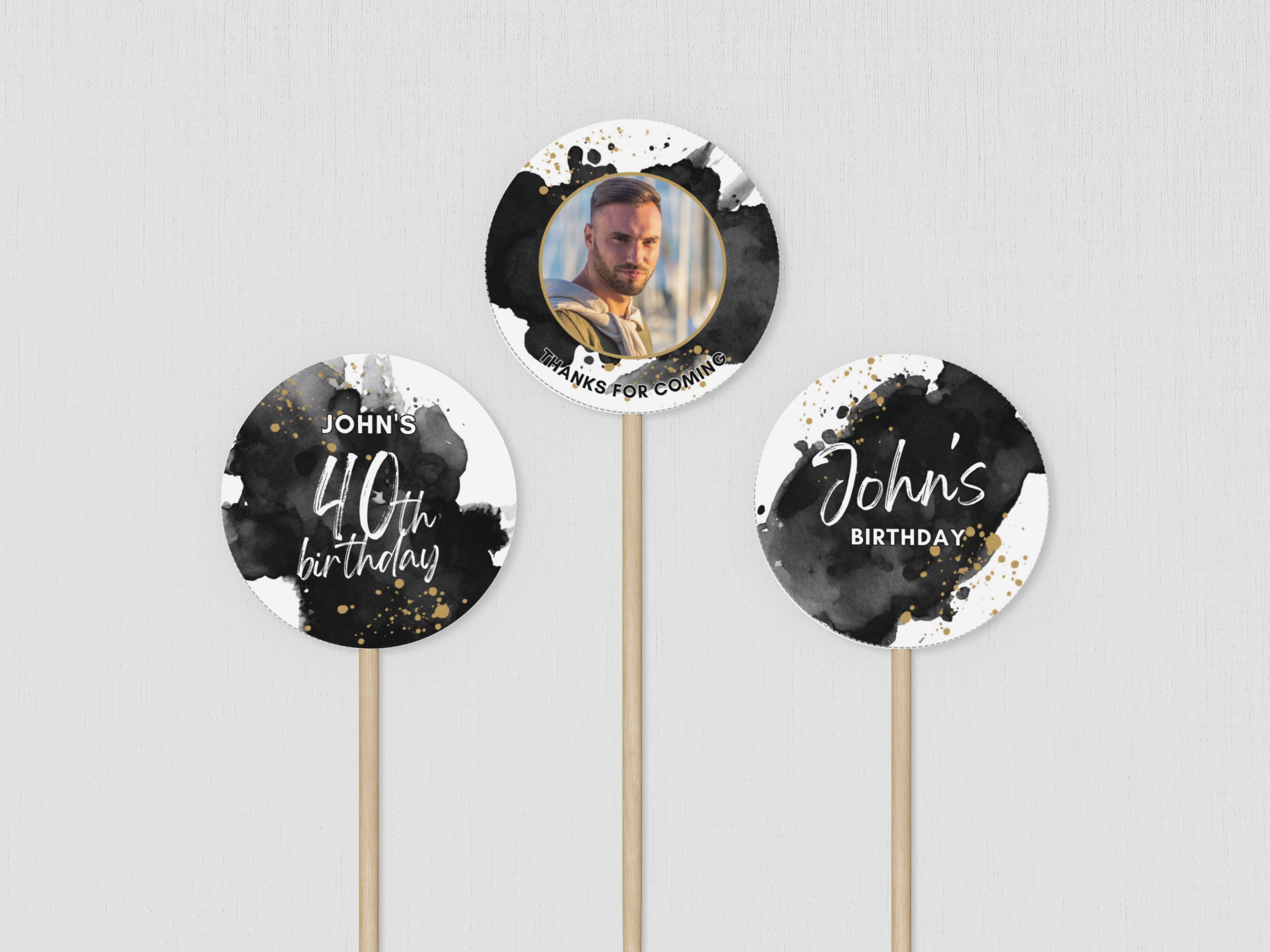 Cupcake Toppers Customizable Printable, Birthday Party Cake Decoration ...