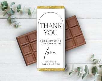 Minimal Aldi Chocolate Bar Wrapper, Hershey's Candy Label, Modern Baby Shower Favour for Guests, Thankyou Gift, Editable Canva Template- M01