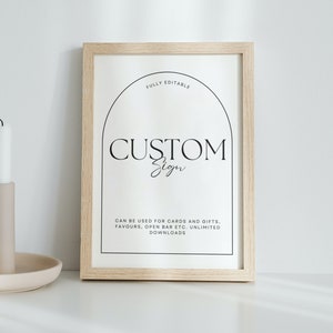 Sinal personalizado minimalista para chá de bebê, festa neutra unissex, menino ou menina, pôster moderno DIY, decoração para impressão, modelo Canva editável - M01