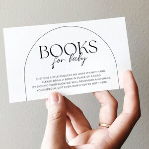 Bücher für Baby Karte, Babyparty Aktivität, Geschenk von Gästen, Anfrage Nachricht, Minimalistische Unisex Neutrale Party, Junge oder Mädchen, moderne Vorlage M01