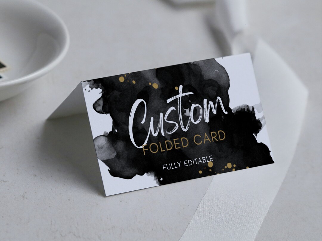 Food Tent Card, Buffet Folded Labels, Birthday Party Black and Gold