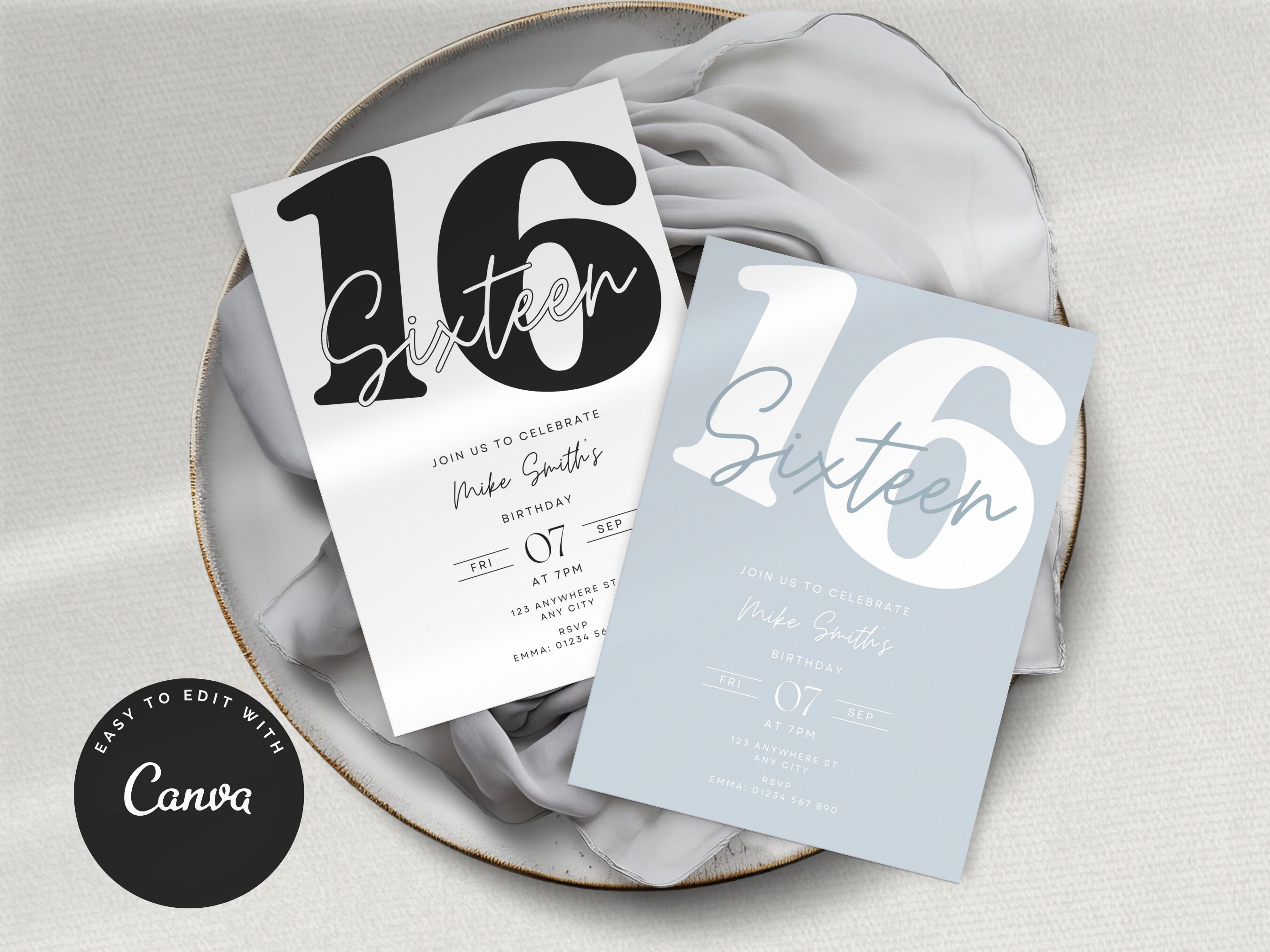 Black and White 60th Birthday Party Invitation Minimal Modern Etsy