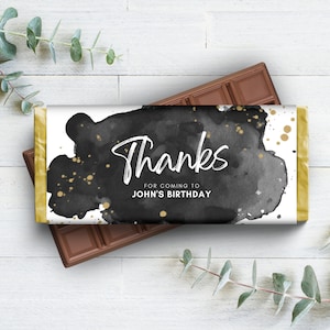 Black and Gold Chocolate Bar Wrapper, Aldi Choceur 40g, Hershey&#39;s Candy Label, Party Favour, Editable Gift for Guests, Canva Template - BW1