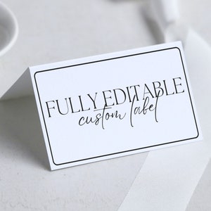 Etichetta personalizzata minimalista per baby shower, festa neutra unisex, ragazzo o ragazza, segnaposto per tenda moderna fai da te, cartello per cibo completamente modificabile - M01