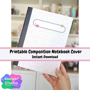 Printable Composition Notebook Cover, PNG, Back to School Personal Notebook, Custom Journal