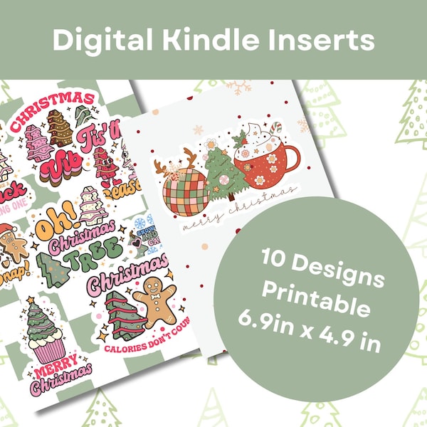 Digital Insert for Clear E-Reader Case -- Christmas Theme -- Printable -- 6.9x4.9 -- Case and E-reader Not Included